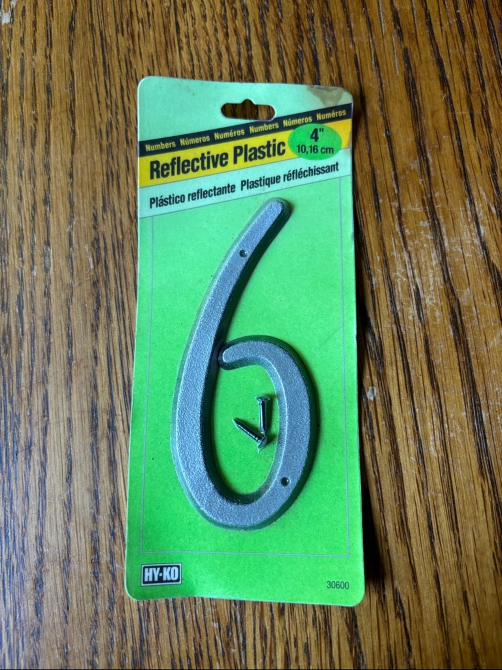 Silver Reflective Plastic Number 6 - 4"